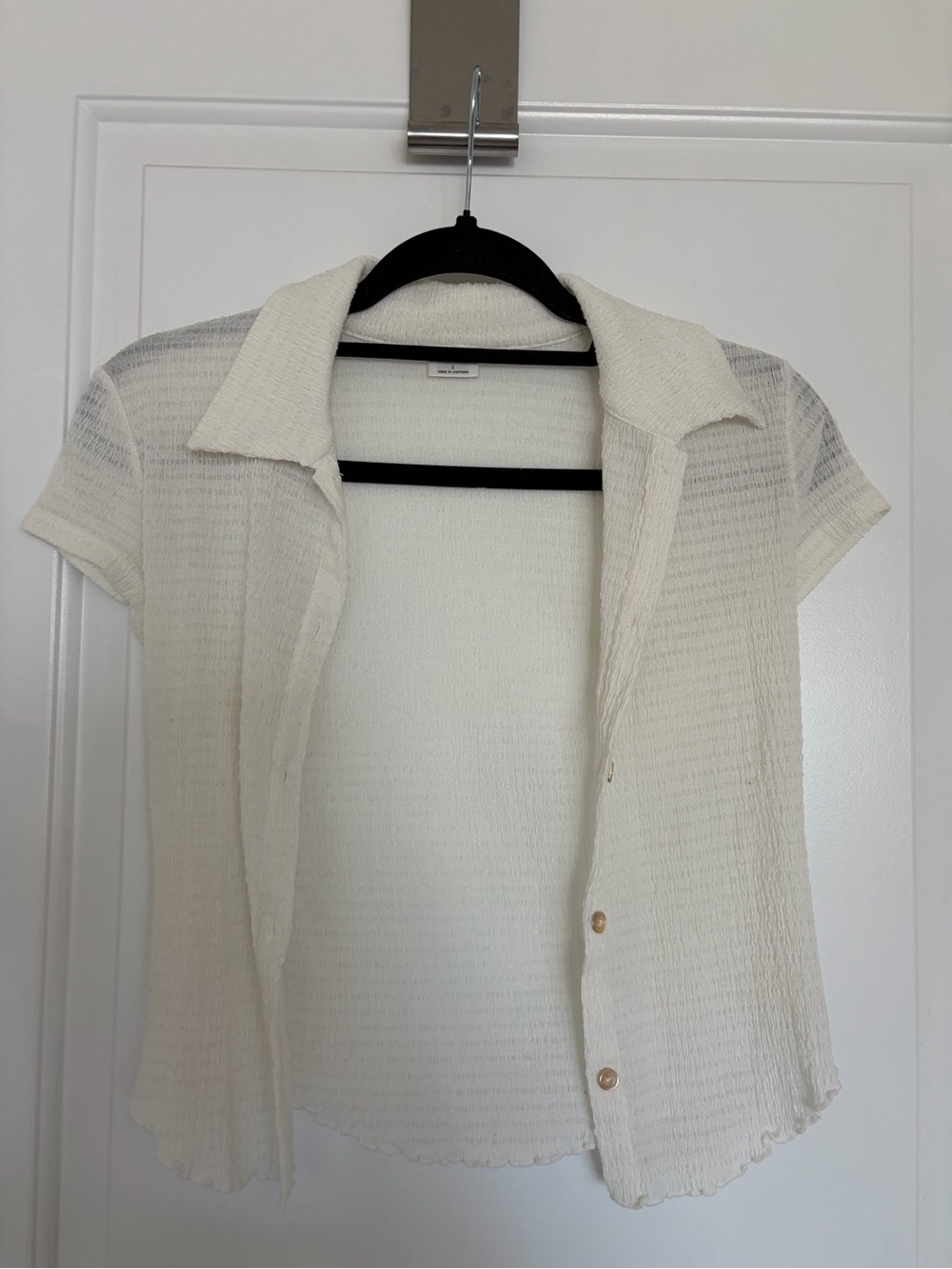 Wilfred Cream Button-Front Short Sleeve Top
